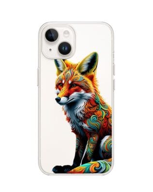 Etui do iPhone 13 Mini przeźroczyste, silikonowe Flexi, Dzika Mandala, Lis