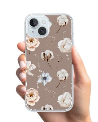 Etui do iPhone 15 z MagSafe przeźroczyste, silikonowe Flexi, akwarelowe kwiatki