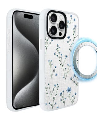 Etui do iPhone 15 Pro IBIZU DropGuard Matt z MagSafe, Pastel Bloom, Niebieski sen