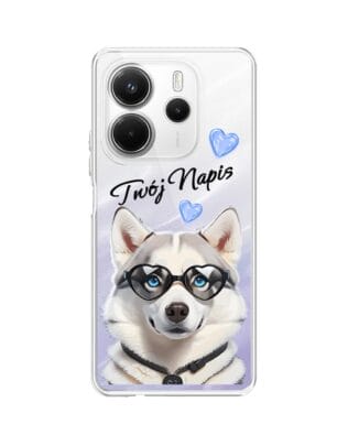 Etui do Xiaomi Redmi Note 14 5G przeźroczyste, silikonowe Flexi, Puppy Love, pies rasy Husky
