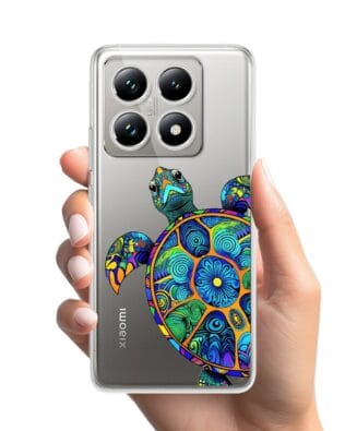 Etui do Xiaomi 14T Pro przeźroczyste, silikonowe Flexi, Dzika Mandala, Żółw
