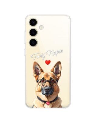 Etui do Samsung Galaxy S24 Plus przeźroczyste, silikonowe Flexi, Puppy Love, pies rasy Owczarek Niemiecki