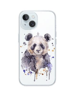 Etui do iPhone 15 przeźroczyste, silikonowe Flexi, Akwarelowe Zoo, Panda