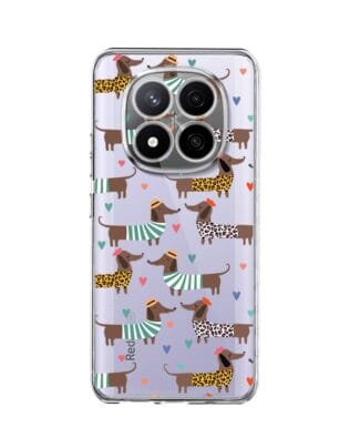 Etui do Xiaomi Redmi Note 14 Pro 4G przeźroczyste, silikonowe Flexi, zakochane jamniki