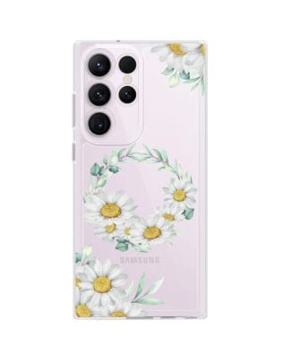 Etui do Samsung Galaxy S23 Ultra przeźroczyste, silikonowe Flexi, wianek stokrotek