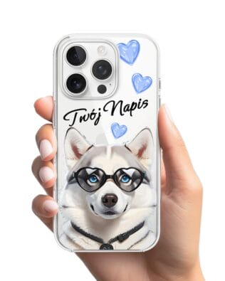 Etui do iPhone 16 Pro Max przeźroczyste, silikonowe Flexi, Puppy Love, pies rasy Husky