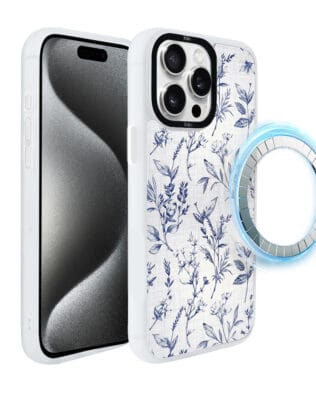Etui do iPhone 15 Pro Max IBIZU DropGuard Matt z MagSafe, Pastel Bloom, Lazurowe szepty