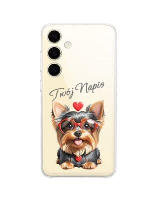 Etui do Samsung Galaxy S24 przeźroczyste, silikonowe Flexi, Puppy Love, pies rasy York