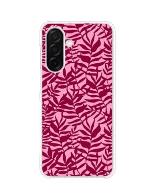 Etui do Samsung Galaxy A26 5G z MagSafe przeźroczyste, silikonowe Flexi, bordowe liście