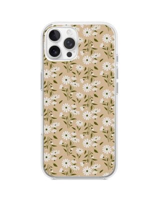 Etui do iPhone 12 Pro Max z MagSafe przeźroczyste, silikonowe Flexi, delikatne kwiatki na cielistym tle