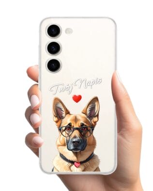 Etui do Samsung Galaxy S23 przeźroczyste, silikonowe Flexi, Puppy Love, pies rasy Owczarek Niemiecki