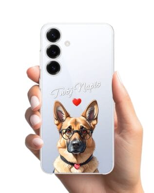 Etui do Samsung Galaxy S25 przeźroczyste, silikonowe Flexi, Puppy Love, pies rasy Owczarek Niemiecki