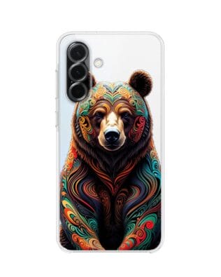 Etui do Samsung Galaxy A36 5G przeźroczyste, silikonowe Flexi, Dzika Mandala, Niedźwiedź