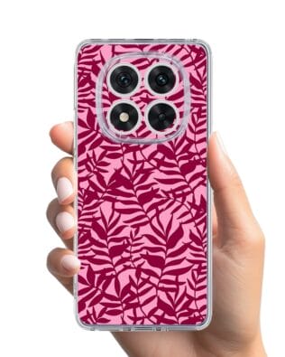 Etui do Xiaomi Redmi Note 14 Pro 5G przeźroczyste, silikonowe Flexi, bordowe liście