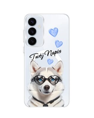 Etui do Samsung Galaxy A35 5G z MagSafe przeźroczyste, silikonowe Flexi, Puppy Love, pies rasy Husky