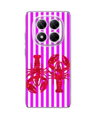 Etui do Xiaomi POCO X7 przeźroczyste, silikonowe Flexi, kraby z różowymi paskami