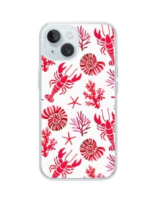 Etui do iPhone 15 przeźroczyste, silikonowe Flexi, krab, muszle