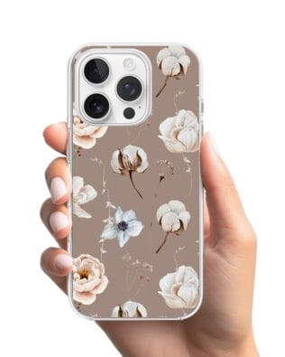 Etui do iPhone 16 Pro Max z MagSafe przeźroczyste, silikonowe Flexi, akwarelowe kwiatki