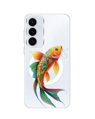 Etui do Samsung Galaxy A55 5G z MagSafe przeźroczyste, silikonowe Flexi, Dzika Mandala, Złota ryba
