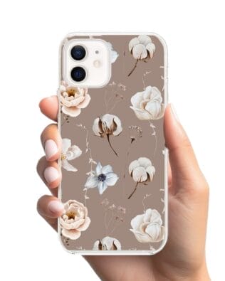 Etui do iPhone 12 przeźroczyste, silikonowe Flexi, akwarelowe kwiatki