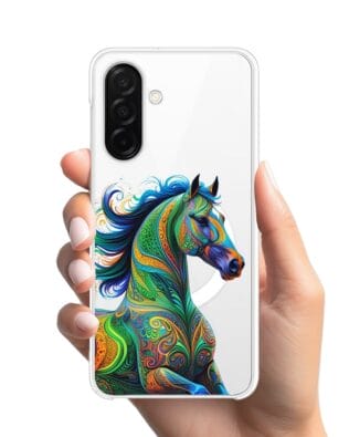 Etui do Samsung Galaxy A26 5G z MagSafe przeźroczyste, silikonowe Flexi, Dzika Mandala, Koń