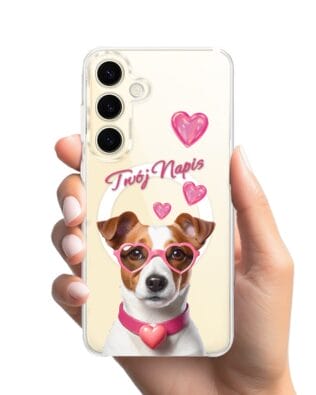 Etui do Samsung Galaxy S24 z MagSafe przeźroczyste, silikonowe Flexi, Puppy Love, pies rasy Jack Russell Terrier