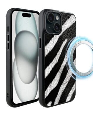 Etui do iPhone 15 IBIZU DropGuard Matt z MagSafe, Zew Natury, Zebra