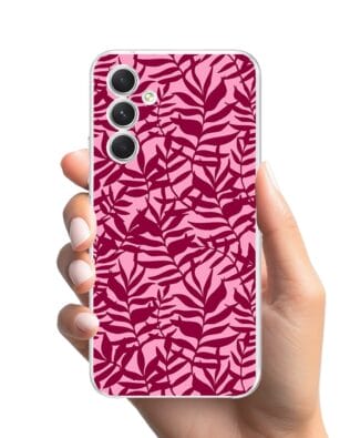 Etui do Samsung Galaxy A54 5G przeźroczyste, silikonowe Flexi, bordowe liście