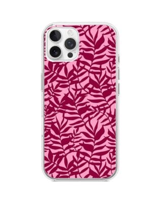 Etui do iPhone 12 Pro z MagSafe przeźroczyste, silikonowe Flexi, bordowe liście