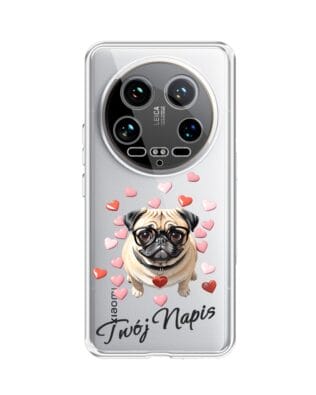 Etui do Xiaomi 14 Ultra przeźroczyste, silikonowe Flexi, Puppy Love, pies rasy Mops