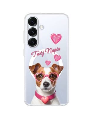 Etui do Samsung Galaxy S25 z MagSafe przeźroczyste, silikonowe Flexi, Puppy Love, pies rasy Jack Russell Terrier