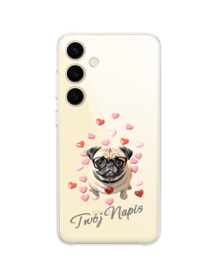 Etui do Samsung Galaxy S24 przeźroczyste, silikonowe Flexi, Puppy Love, pies rasy Mops