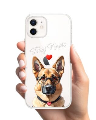 Etui do iPhone 12 Mini przeźroczyste, silikonowe Flexi, Puppy Love, pies rasy Owczarek Niemiecki