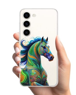 Etui do Samsung Galaxy S23 Plus przeźroczyste, silikonowe Flexi, Dzika Mandala, Koń