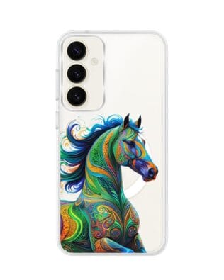 Etui do Samsung Galaxy S23 FE 5G z MagSafe przeźroczyste, silikonowe Flexi, Dzika Mandala, Koń