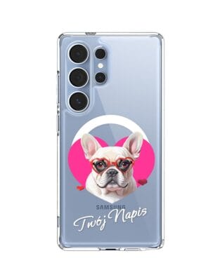 Etui do Samsung Galaxy S25 Ultra z MagSafe przeźroczyste, silikonowe Flexi, Puppy Love, pies rasy Buldog Francuski