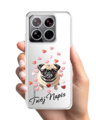 Etui do Xiaomi 14 przeźroczyste, silikonowe Flexi, Puppy Love, pies rasy Mops