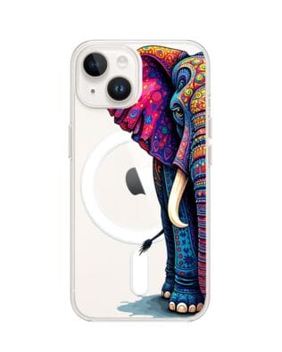 Etui do iPhone 13 z MagSafe przeźroczyste, silikonowe Flexi, Dzika Mandala, Słoń