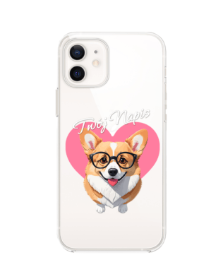 Etui do iPhone 12 Mini przeźroczyste, silikonowe Flexi, Puppy Love, pies rasy Corgi