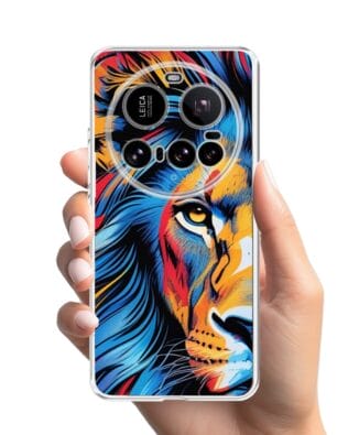 Etui do Xiaomi 15 Ultra przeźroczyste, silikonowe Flexi, Dzika Mandala, Lwie spojrzenie