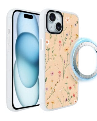 Etui do iPhone 15 IBIZU DropGuard Matt z MagSafe, Pastel Bloom, Koralowa łąka