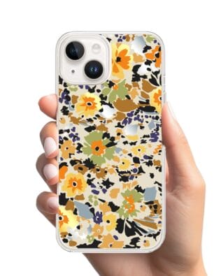 Etui do iPhone 14 Plus przeźroczyste, silikonowe Flexi, malowane kwiatki