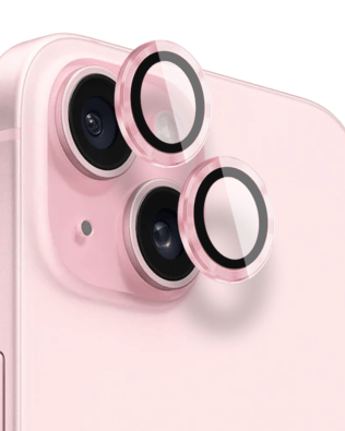 Metalowa osłona obiektywu aparatu ze szkła hartowanego 9H do iPhone 15 Plus, 1 zestaw, różowa