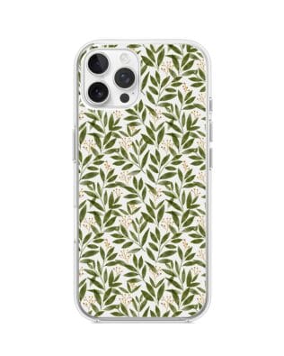 Etui do iPhone 12 Pro Max z MagSafe przeźroczyste, silikonowe Flexi, zielone gałązki