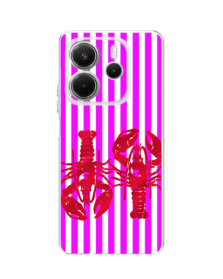 Etui do Xiaomi Redmi Note 14 4G przeźroczyste, silikonowe Flexi, kraby z różowymi paskami