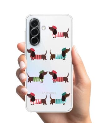 Etui do Samsung Galaxy A36 5G przeźroczyste, silikonowe Flexi, jamnik w Paryżu