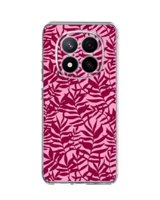 Etui do Xiaomi Redmi Note 14 Pro Plus 5G przeźroczyste, silikonowe Flexi, bordowe liście