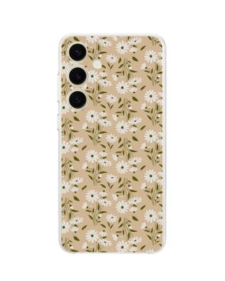 Etui do Samsung Galaxy S24 Plus przeźroczyste, silikonowe Flexi, delikatne kwiatki na cielistym tle
