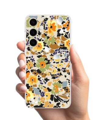 Etui do Samsung Galaxy S24 przeźroczyste, silikonowe Flexi, malowane kwiatki