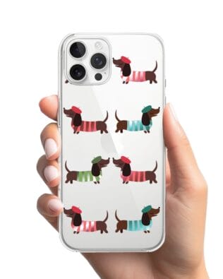 Etui do iPhone 12 Pro przeźroczyste, silikonowe Flexi, jamnik w Paryżu